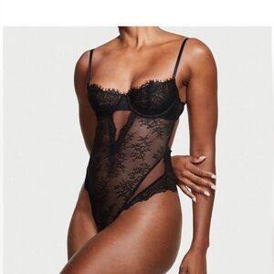 NWOT Victoria's Secret Black Wicked Unlined Balconette Teddy Small